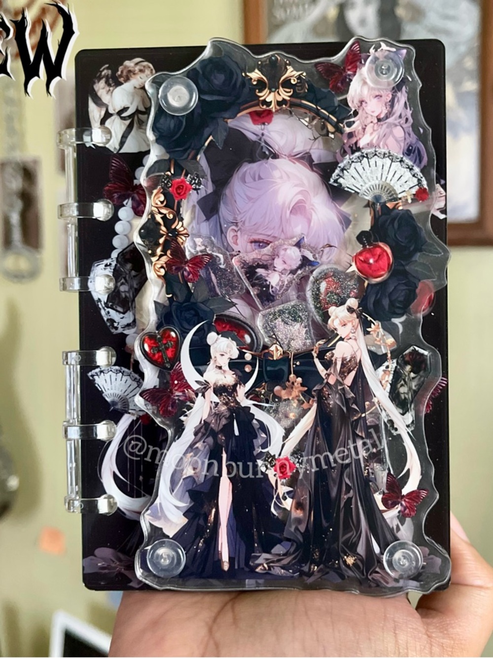 NEW Shaker Acrylic notebook Journal DIY Sailor Moon Anime Diary Planner Goth A7